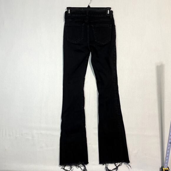 Lulus Black High Rise Raw Hem Flare Jeans - Size 25 - Picture 4 of 10